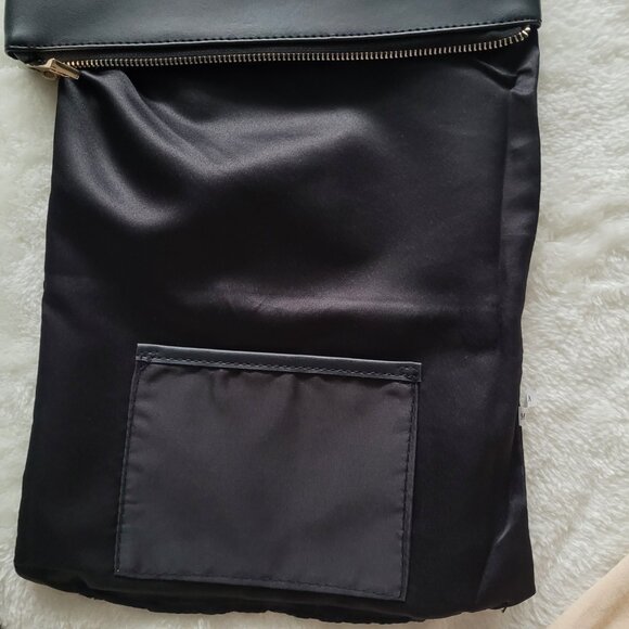 Summer & Rose Vegan Leather and Velvet Roni Fold Over Clutch in Black - Picture 9 of 11